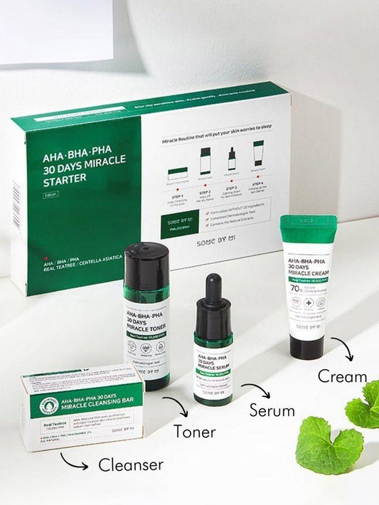 SOME BY MI AHA, BHA, PHA 30 Days Miracle Starter Set | Kit Routine Complète Peau Nette