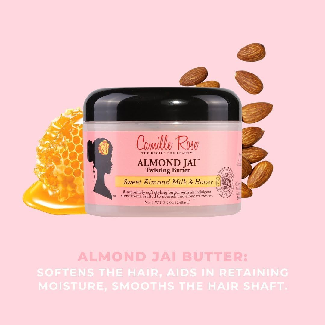 Camille Rose Almond Jai Twisting Hair Styling Butter | Crème Coiffante Nourrissante Hydratation longue durée