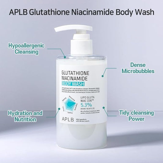 APLB Glutathione Niacinamide Body Wash | Gel Lavant Hydratant Unifiant & Eclaircissant Doux