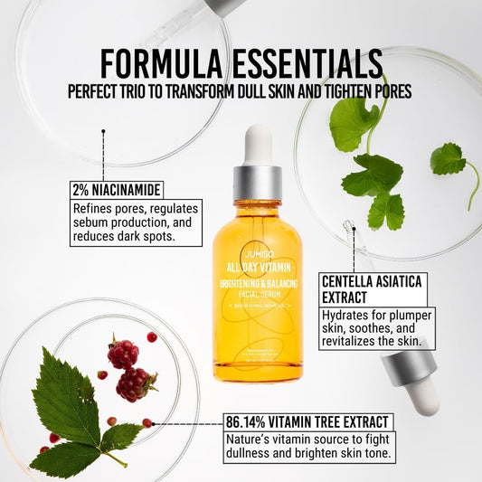 JUMISO All Day Vitamin Brightening & Balancing Facial Serum | Sérum Facial Vitaminé Éclaircissant Revitalisant Anti Taches