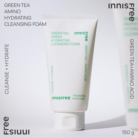 INNISFREE Green Tea Amino Hydrating Cleansing Foam | Mousse Nettoyante Ultra-Doux