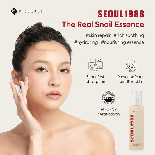 KSECRET SEOUL 1988 Essence : Snail Mucin 97% + Rice | Essence Haute Concentration Régénérante Illuminante