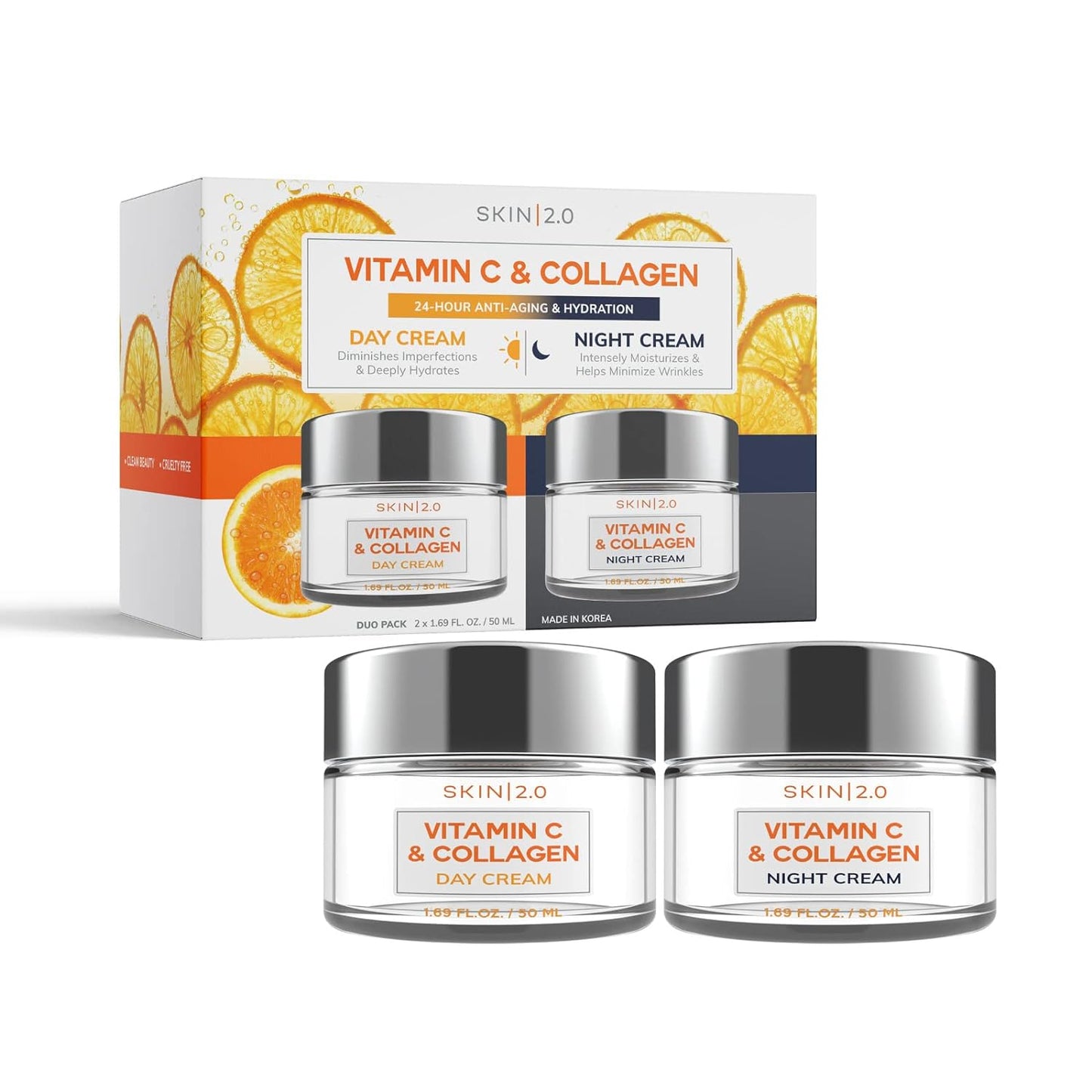 Skin 2.0 Day and Night cream VITAMIN C & COLLAGEN DUO | Duo de crème Action Complète Nuit & Jour