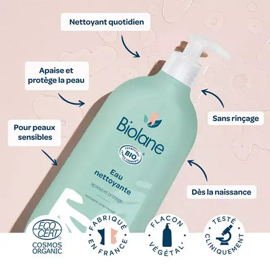 BIOLANE Eau Nettoyante Bio | Apaisante & Protectrice