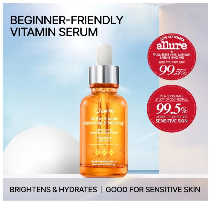 JUMISO All Day Vitamin Brightening & Balancing Facial Serum | Sérum Facial Vitaminé Éclaircissant Revitalisant Anti Taches