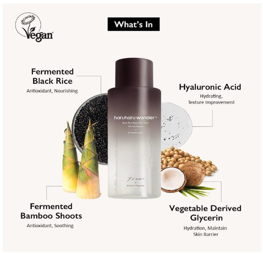 Haruharu WONDER Black Rice Hyaluronic Toner Fragrance Free | Toner Apaisant Riz Noir & Acide Hyaluronique