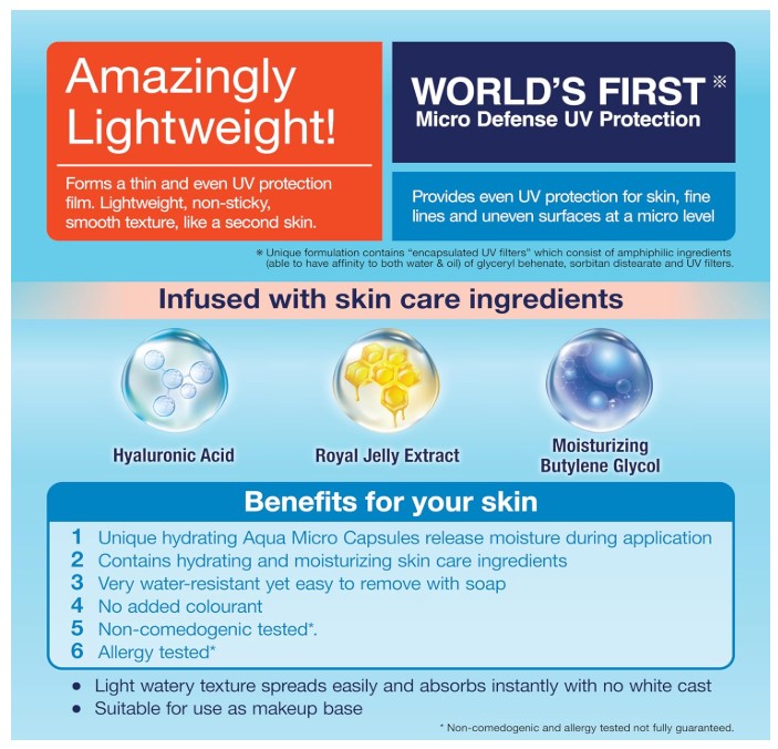 Kao Biore UV Aqua Rich Watery Essence Sunscreen SPF 50+ PA++++ | Ecran Solaire ultra-léger Raffraichissant Resistant