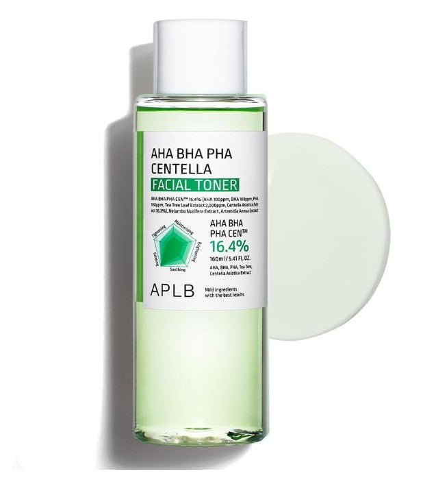 APLB AHA BHA PHA Centella Facial Toner | Toner Exfoliant Lissant & Apaisant