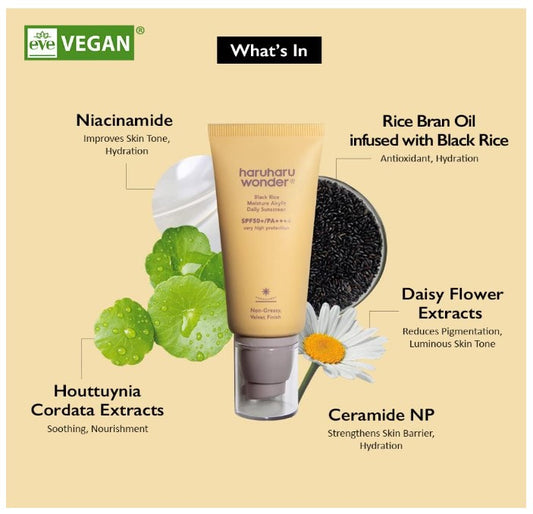 Haruharu WONDER Black Rice Moisture Airyfit Sunscreen | Ecrans Solaire Texture légère Non Grasse Anti-Oxydant