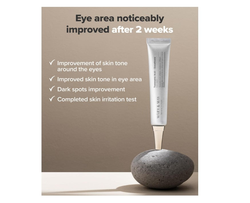 Mary&May Tranexamic Acid + Glutathione Eye Cream & Mini | Crème Contour des yeux Illuminante Hydratante Intense