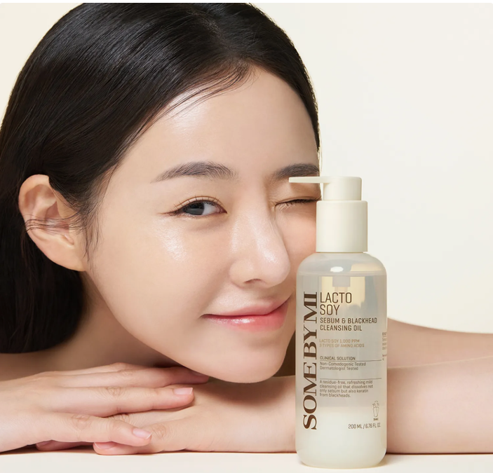 SOME BY MI Lacto Soy Seburn & Blackhead Cleansing Oil | Huile démaquillante Hydratante Anti Sébum Points Noirs