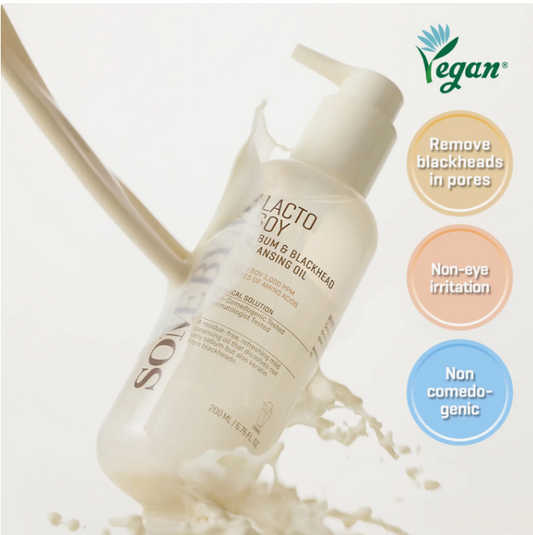 SOME BY MI Lacto Soy Seburn & Blackhead Cleansing Oil | Huile démaquillante Hydratante Anti Sébum Points Noirs