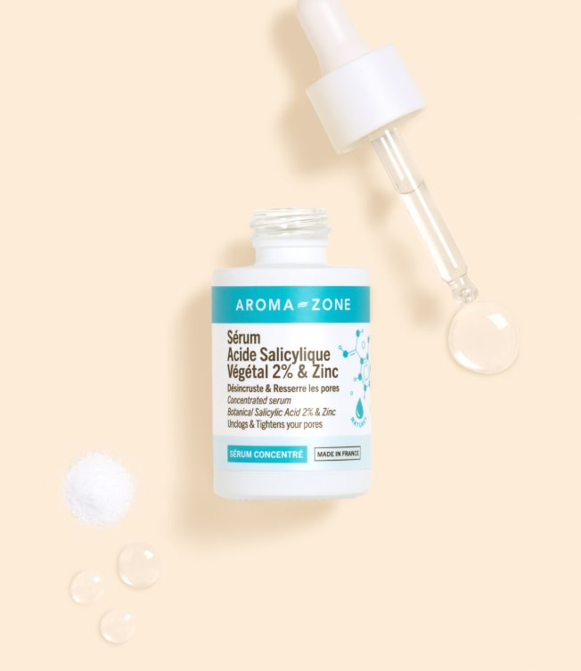 AROMAZONE Sérum concentré Acide Salicylique 2% & Zinc | Purifiant Exfoliant Anti-Imperfections