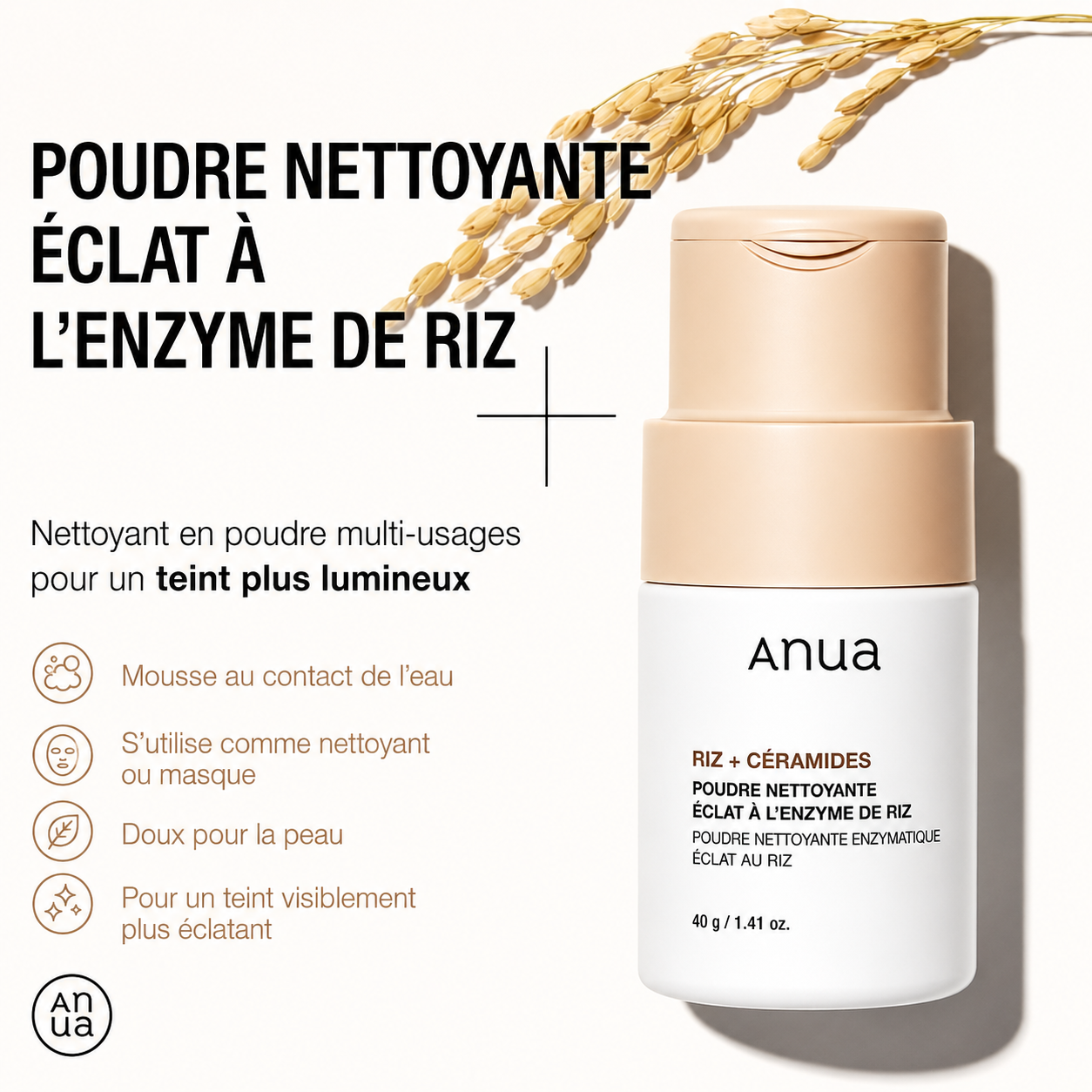 ANUA Rice Enzyme Brightening Cleansing Powder | Poudre Nettoyante Exfoliante