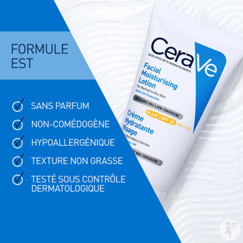 CeraVe Facial Moisturising Lotion SPF 30 | Crème Solaire Hydratante Visage SPF30