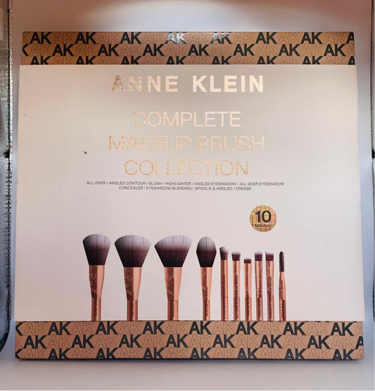 ANNE KLEIN complete makeup brush collection marron 10 brushes