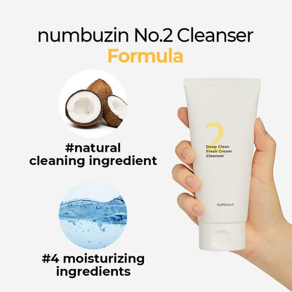 NUMBUZIN No. 2 Deep Clean Fresh Cream Cleanser | Gel Nettoyant Rafraichissant & Hydratant