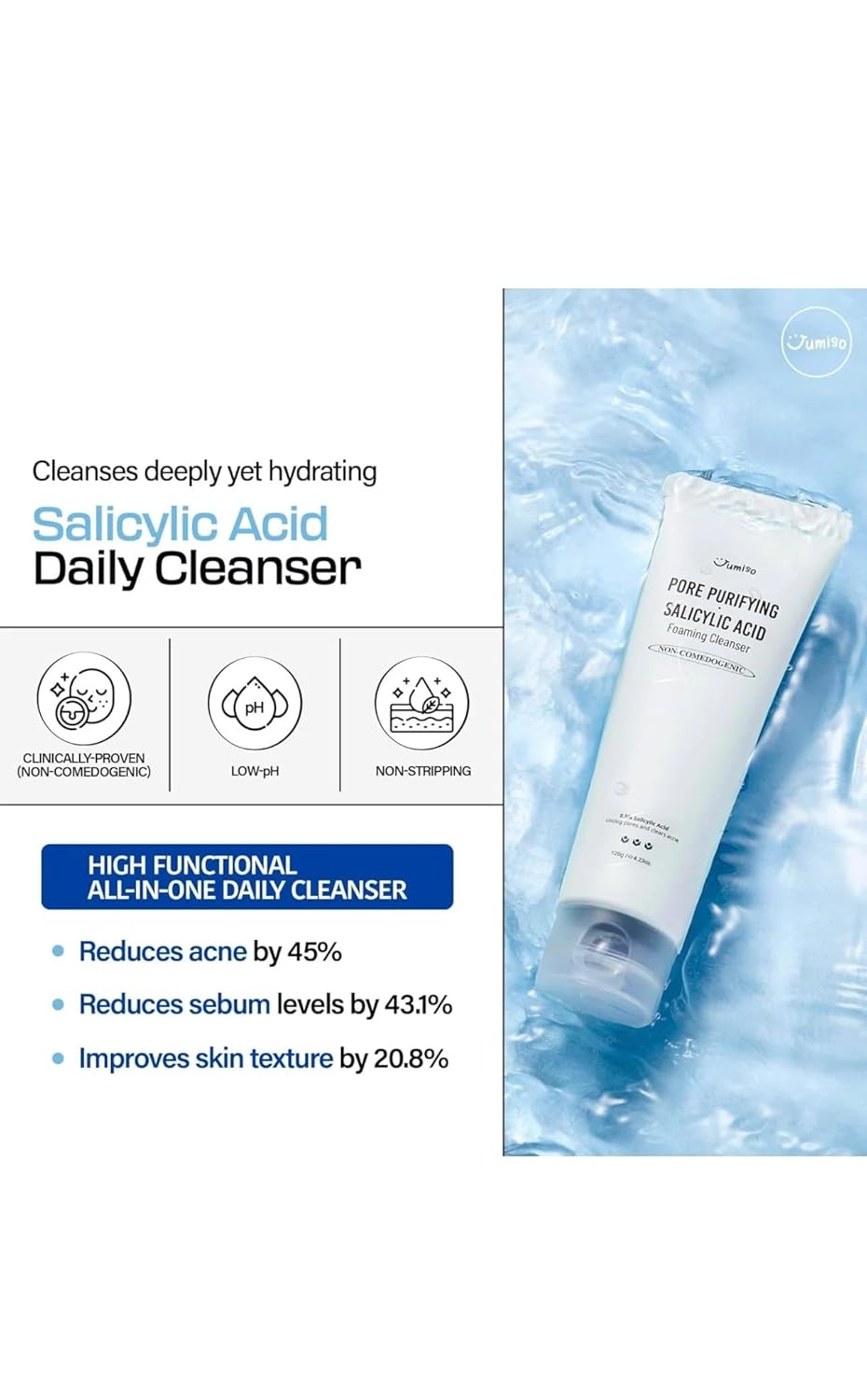 JUMISO Pore Purifying Salicylic Acid Foaming Cleanser | Nettoyant Doux Purifiant