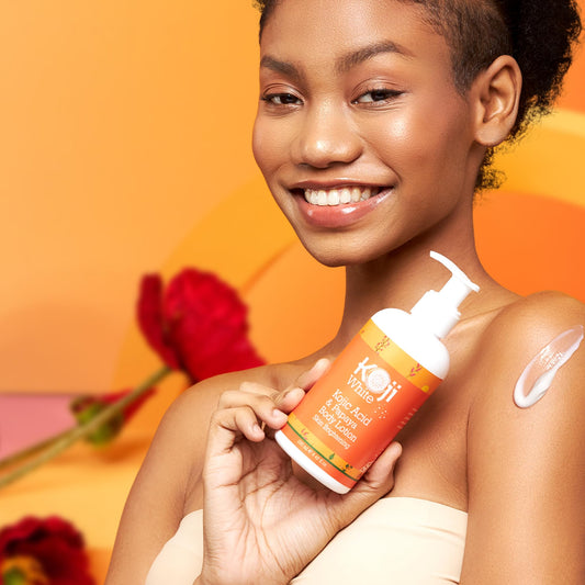 KOJI WHITE Kojic Acid & Papaya Skin Brightening Body Lotion  | Creme Eclaircissante Unifiant Anti Taches