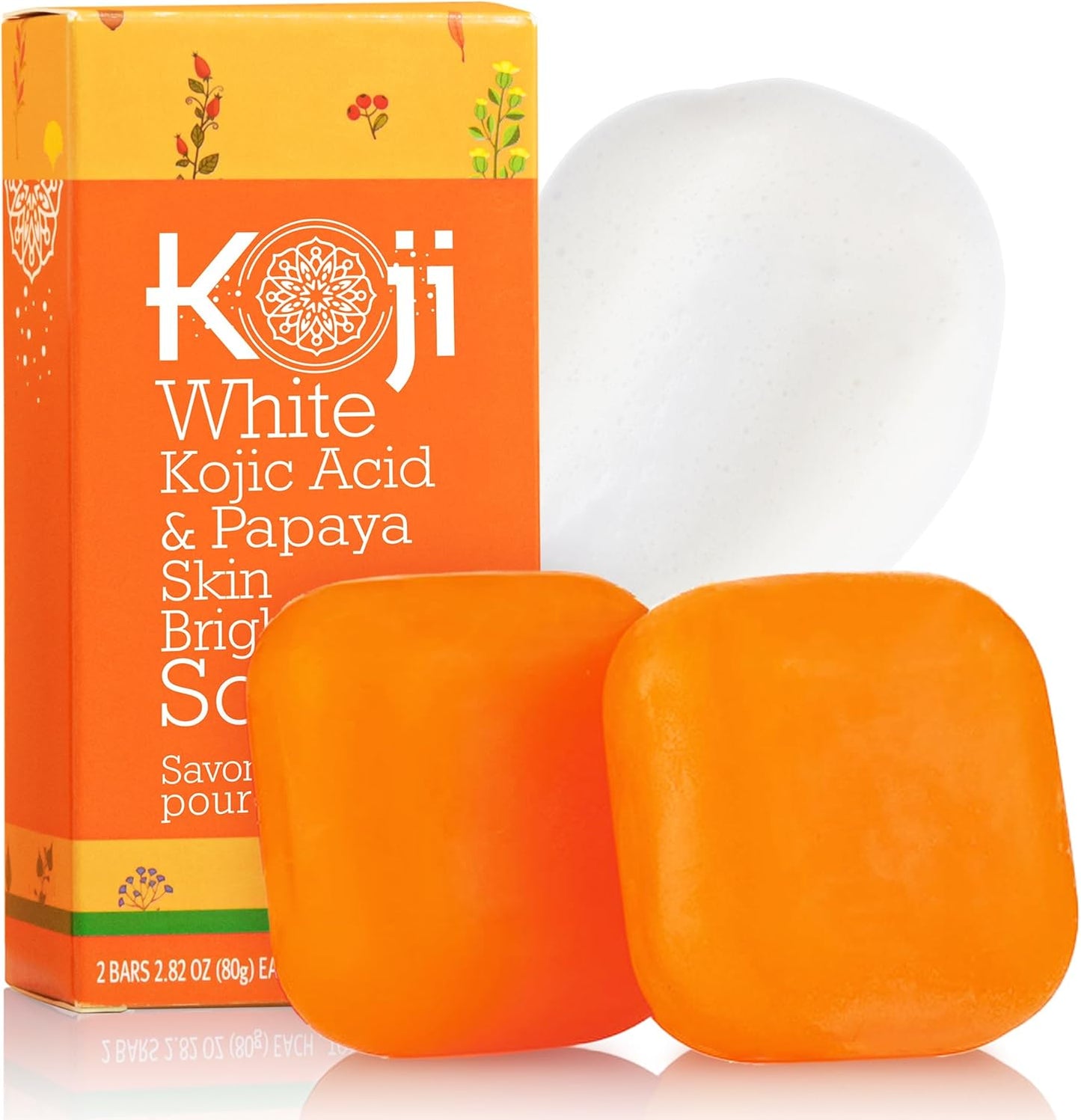 Koji White Kojic Acid & Papaya Skin Brightening Soap | Savon Eclaircissant Unifiant Anti Taches