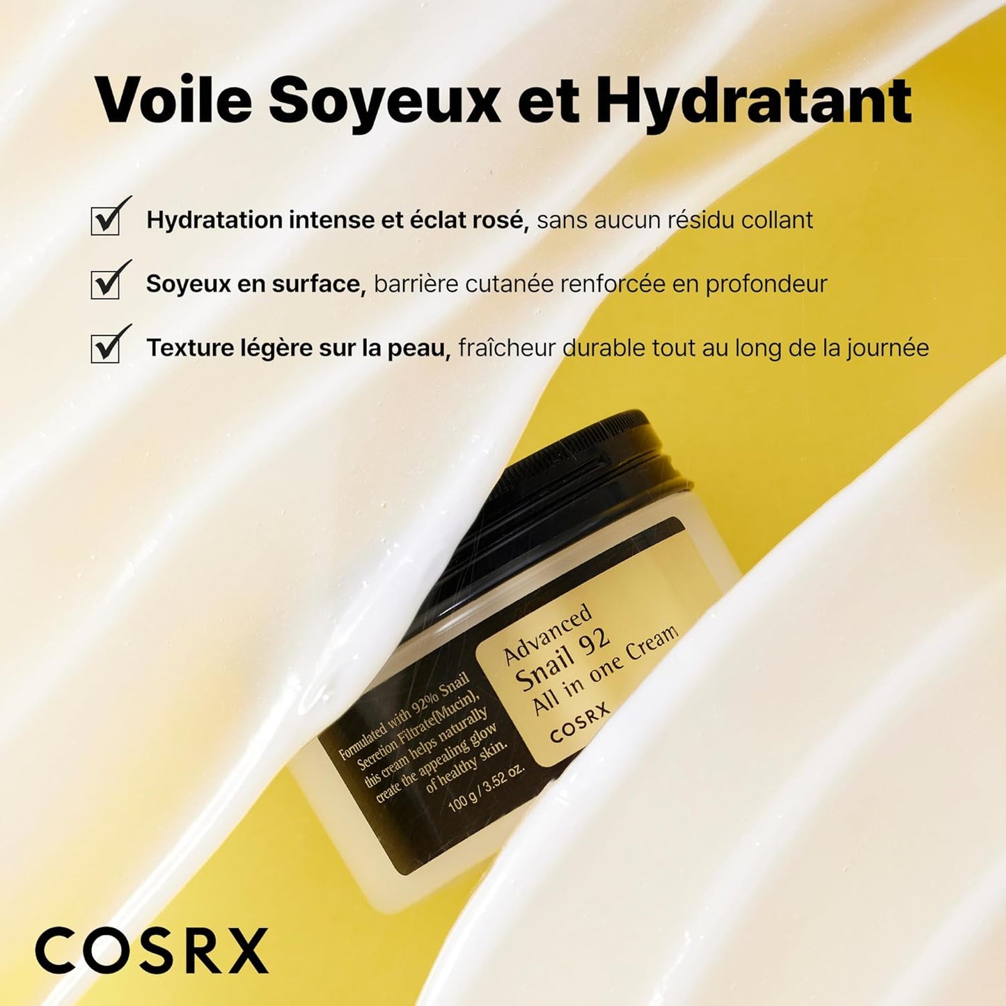 COSRX Advanced Snail 92 All In One Cream | Crème tout-en-un | Mucine Escargot Ultra-Réparatrice Best Seller #1 KCosmetics