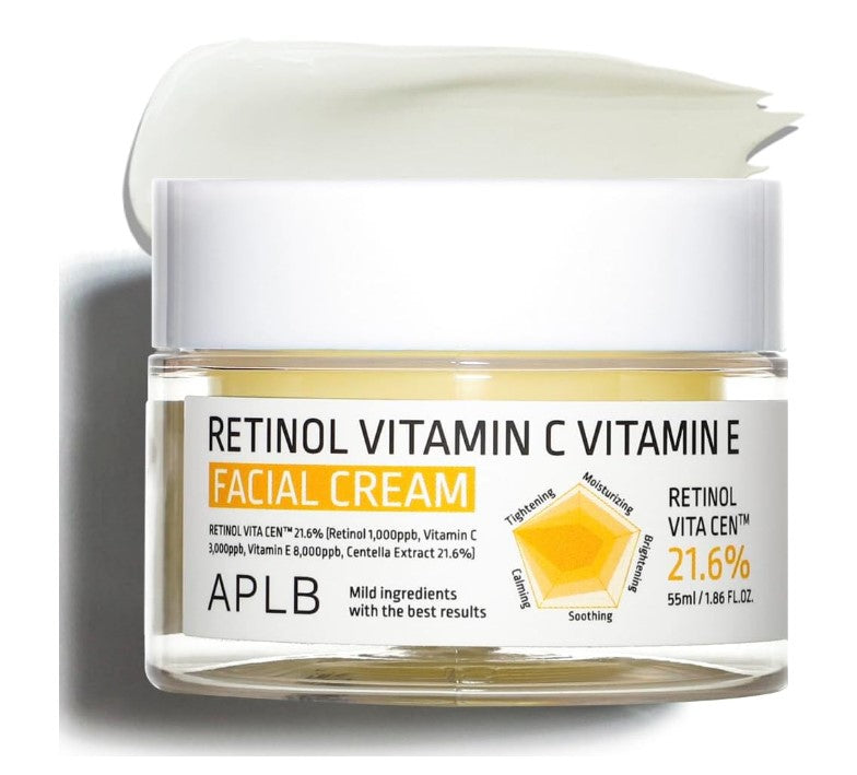 APLB Retinol Vitamin C Vitamin E Facial Cream | Crème Visage Lissant & Illuminant