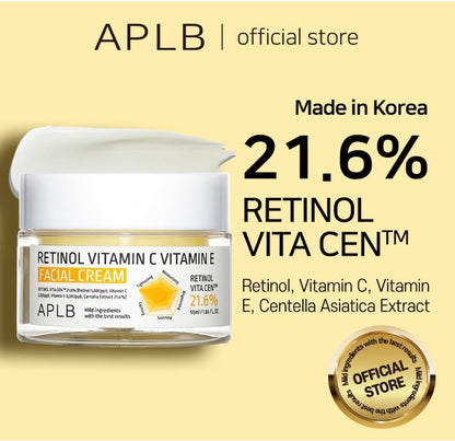 APLB Retinol Vitamin C Vitamin E Facial Cream | Crème Visage Lissant & Illuminant