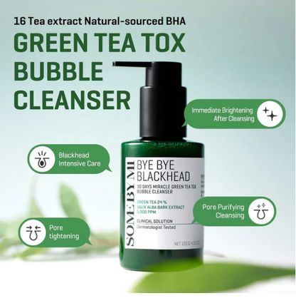SOME BY MI	Bye Bye Blackhead 30 Days Miracle Green Tea Tox Bubble Cleanser | Nettoyant Exfoliant Anti Points Noirs Best Seller