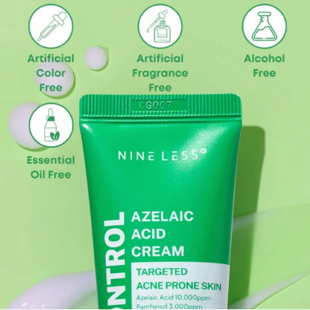 NINELESS  A-Control Azelaic Acid Cream | Crème Anti-Imperfections Rougeurs Boutons & Taches
