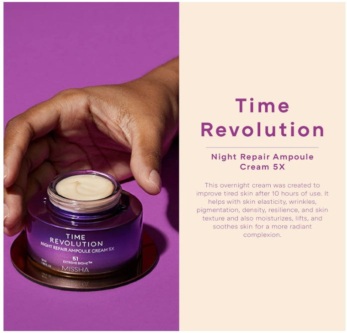 MISSHA Time Revolution Night Repair Ampoule Cream 5X | Crème de nuit Réparatrice Illuminante Confort Luxe