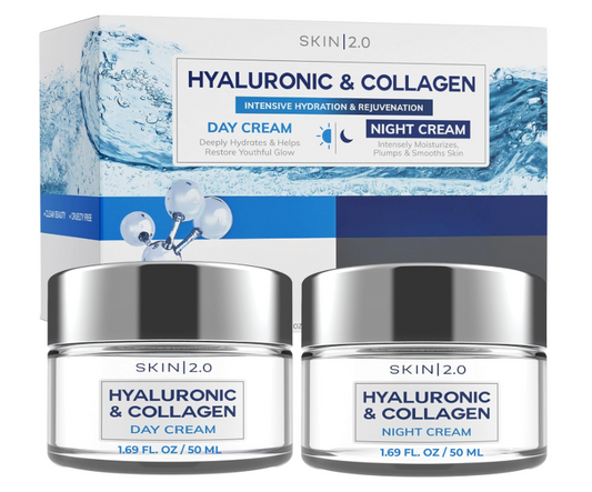 Skin 2.0 Day and Night cream Hyaluronic Collagen Cream  | Duo de crème Action Complète Nuit & Jour