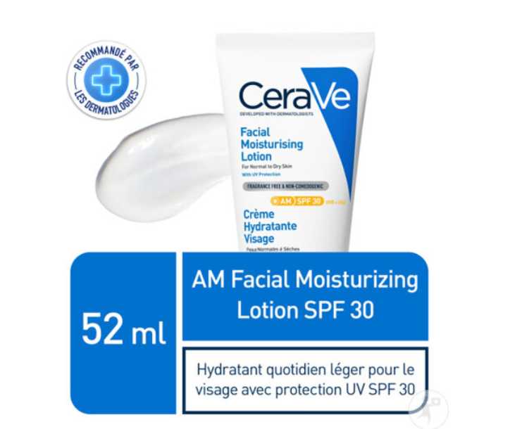 CeraVe Facial Moisturising Lotion SPF 30 | Crème Solaire Hydratante Visage SPF30