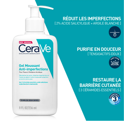 CeraVe Blemish Control Cleanser | Gel Moussant Nettoyant Anti Acné & Points Noirs
