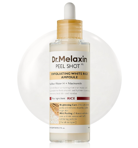 Dr.Melaxin Peel Shot Exfoliating White Rice Ampoule | Ampoule Exfoliante LIssante Ultra Efficace Peaux Mortes