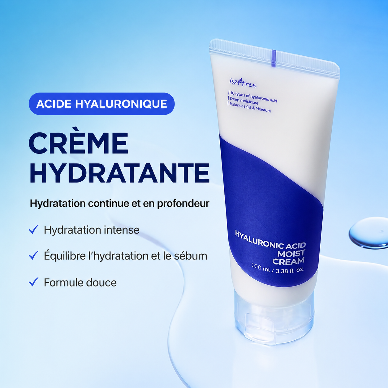Isntree Hyaluronic Acid Moist Cream | Crème Riche Acide Hyaluronique Hydratation Intense & Apaisante