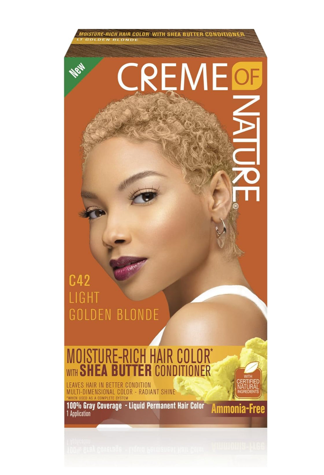 CREME OF NATURE C42 Light Golden Blonde - Teinture Enrichi au Beurre de Karité - Sans Ammoniaque