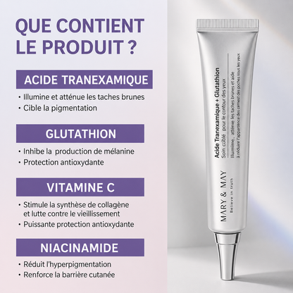 Mary&May Tranexamic Acid + Glutathione Eye Cream & Mini | Crème Contour des yeux Illuminante Hydratante Intense