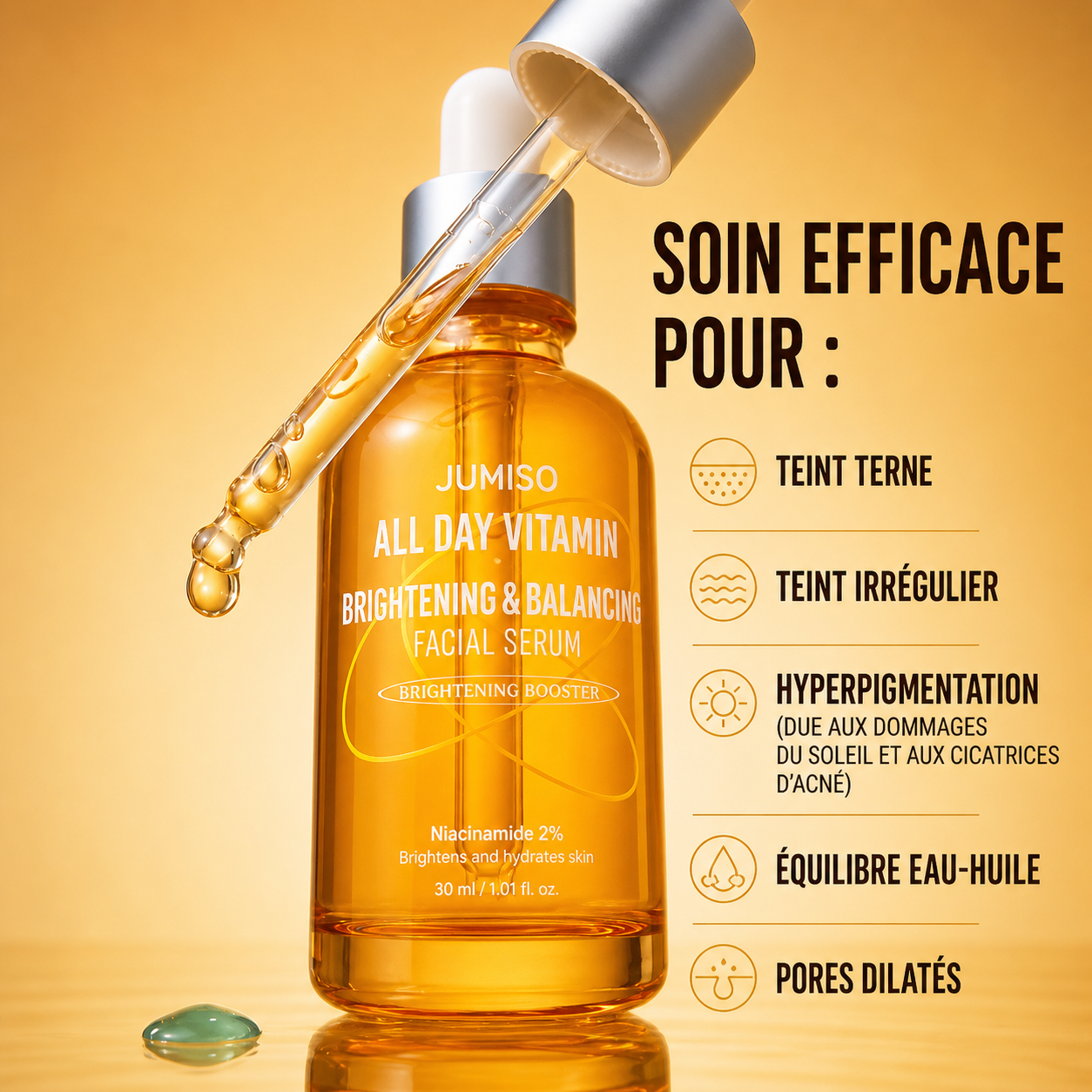 JUMISO All Day Vitamin Brightening & Balancing Facial Serum | Sérum Facial Vitaminé Éclaircissant Revitalisant Anti Taches