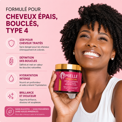Mielle Pomegranate & Honey Coil Sculpting Custard | Crème Coiffante Définissante cheveux bouclés