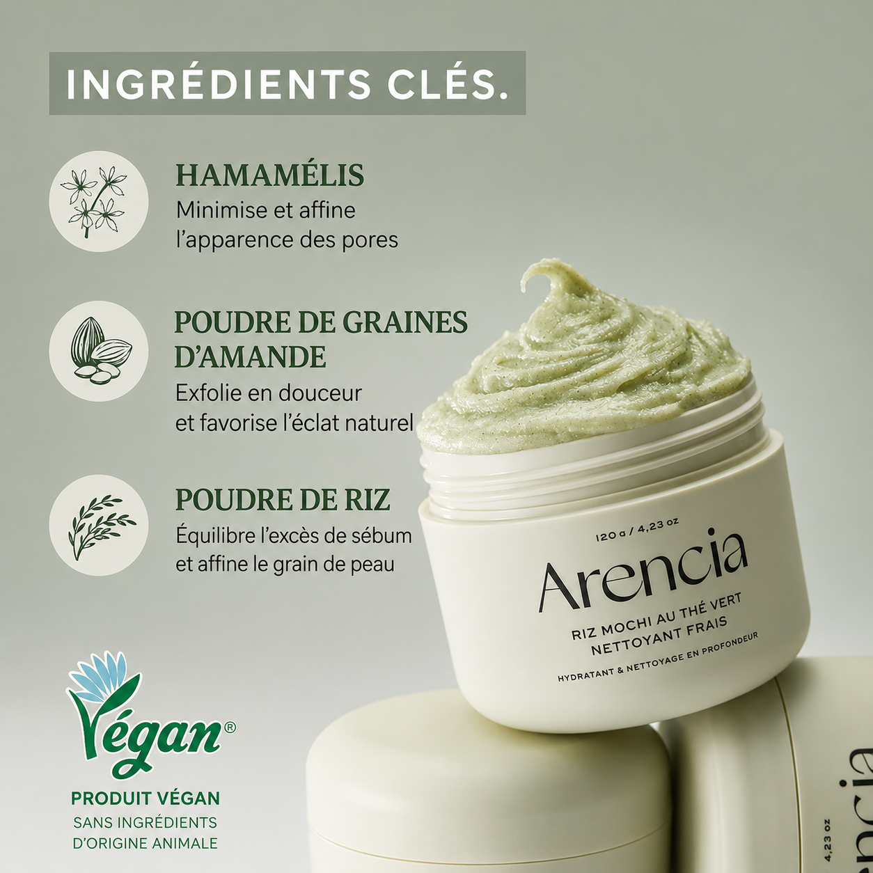 Arencia fresh green rice mochi cleanser | Nettoyant Visage Doux Purifiant Best Seller