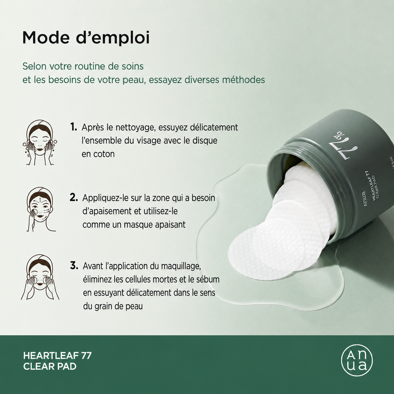 ANUA Heartleaf 77 Clear Pad | Lingettes Nettoyantes Apaisantes Hydratantes Visage