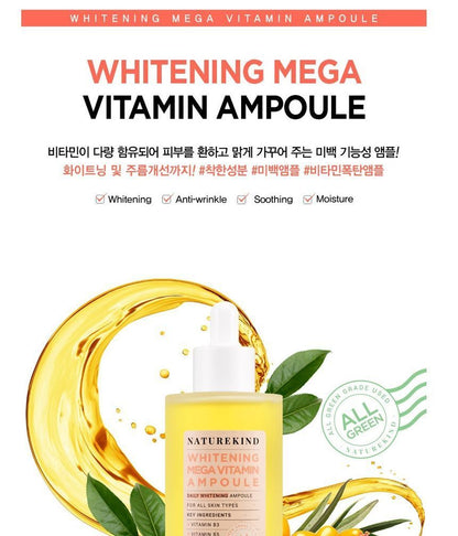 NATUREKIND Whitening Mega Vitamin Ampoule | Ampoule Eclaircissant Uniformisant Anti taches Haute Concentration
