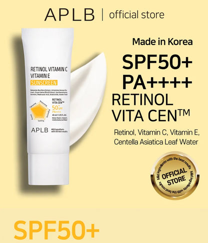 APLB Retinol Vitamin C Vitamin E Sunscreen | Crème Solaire Haute Protection UV SPF50+ PA++++