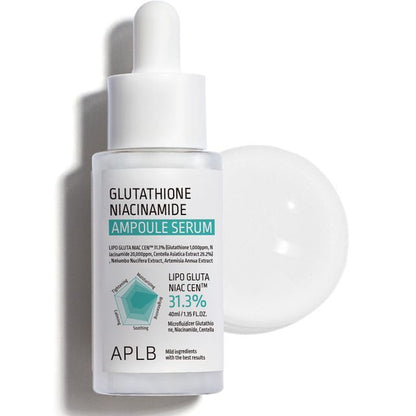APLB Glutathione Niacinamide Ampoule Serum | Sérum Intensif Eclaircissant Lissant & Anti-tache