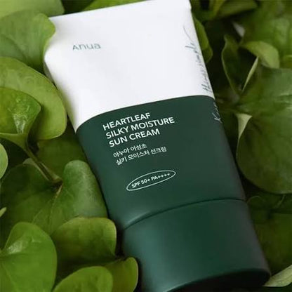 ANUA Heartleaf Silky Moisture Sun Cream | Crème Solaire Hydratante SPF50+ PA++++